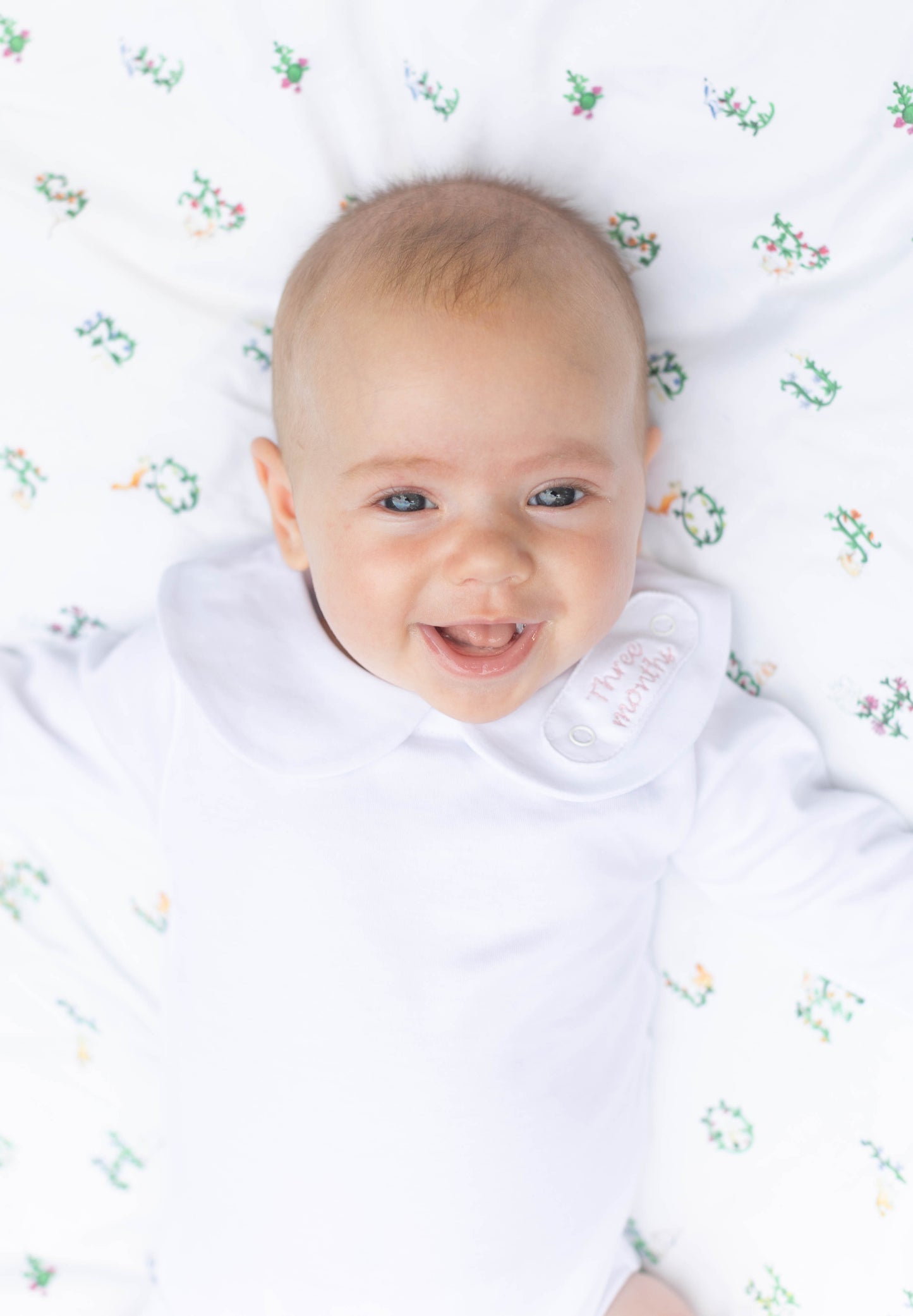 White Peter Pan Collared Onesie, Embroidery Tab, Bundle | Little Gray Peach