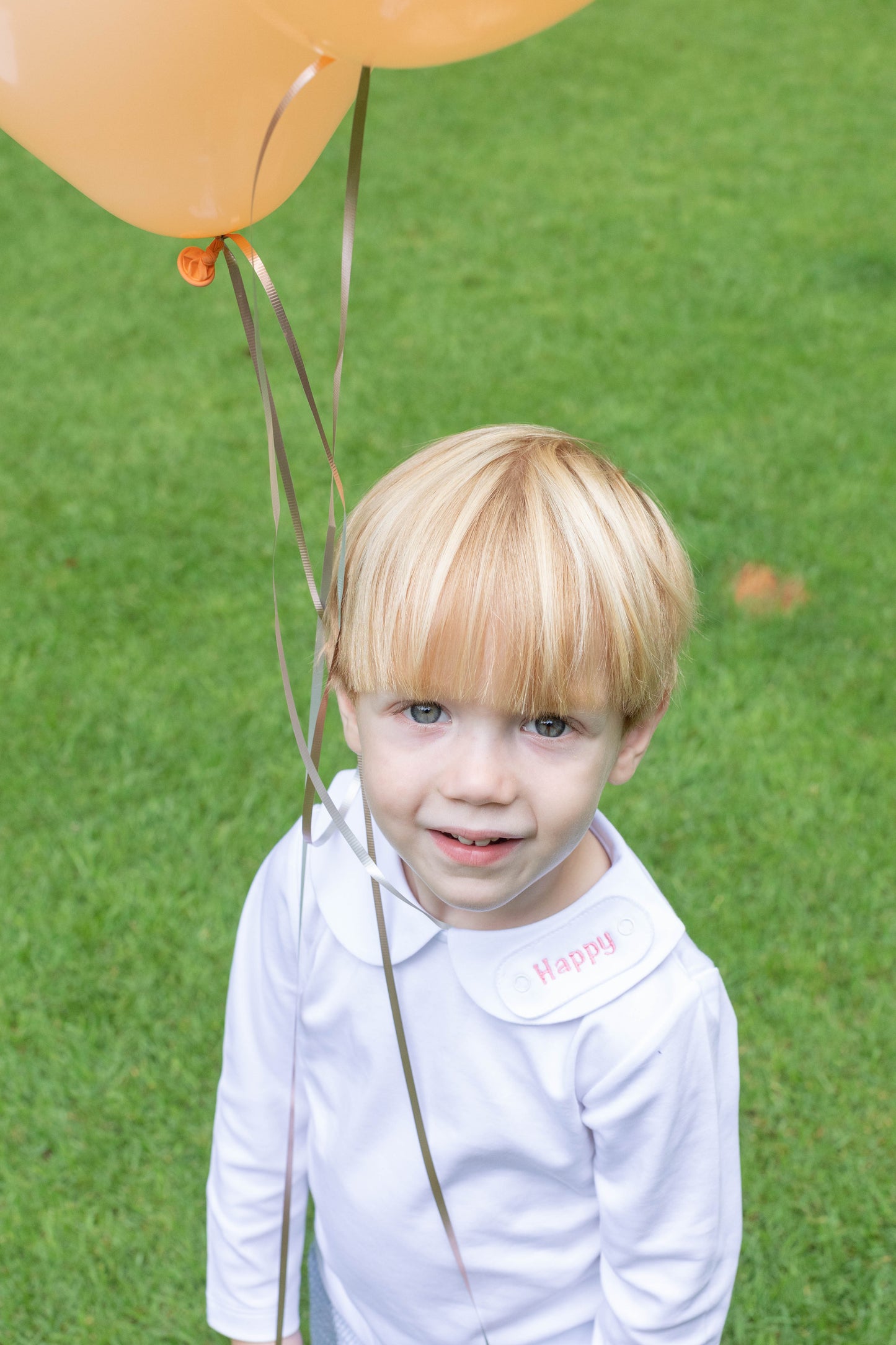 White Peter Pan Collared Long-Sleeved Shirt, Embroidery Tab | Little Gray Peach