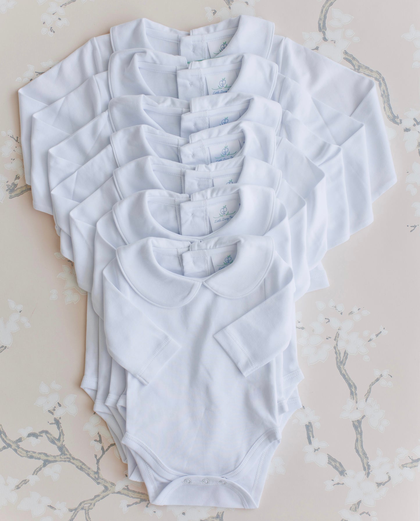 White Piped Peter Pan Collared Onesie, Bundle | Little Gray Peach